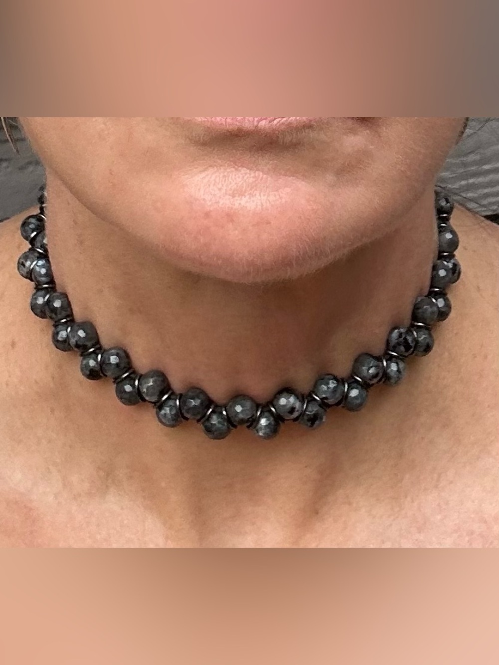 NWOT Faceted Larvikite Choker Necklace
